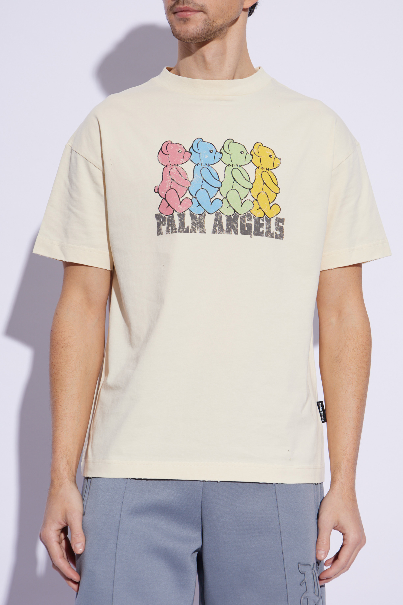 Cream T-shirt with colourful print Palm Angels - Vitkac GB
